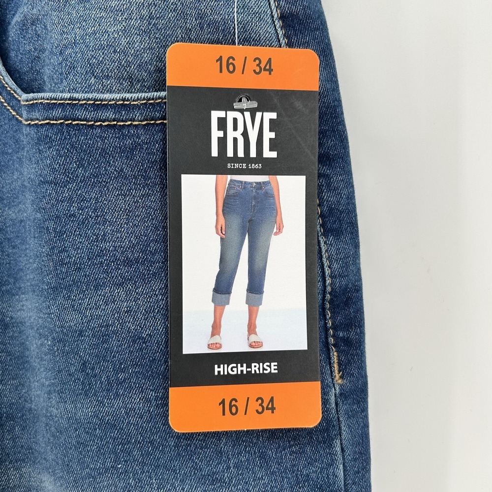 Frye Jeans Womens 16/34 High Rise Straight Dark  Amari Wash Denim Uncuffed NWT - Picture 7 of 10